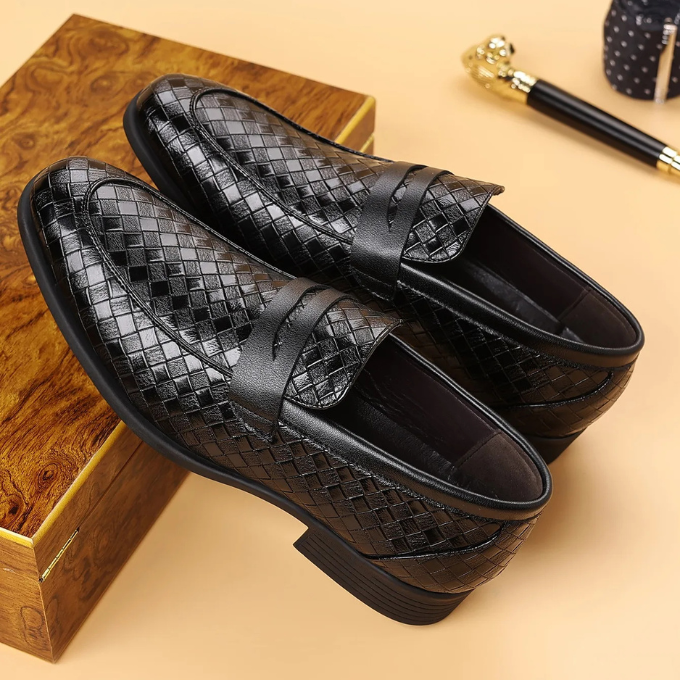 Woven Slip-On Loafers for Men with Polished Finish