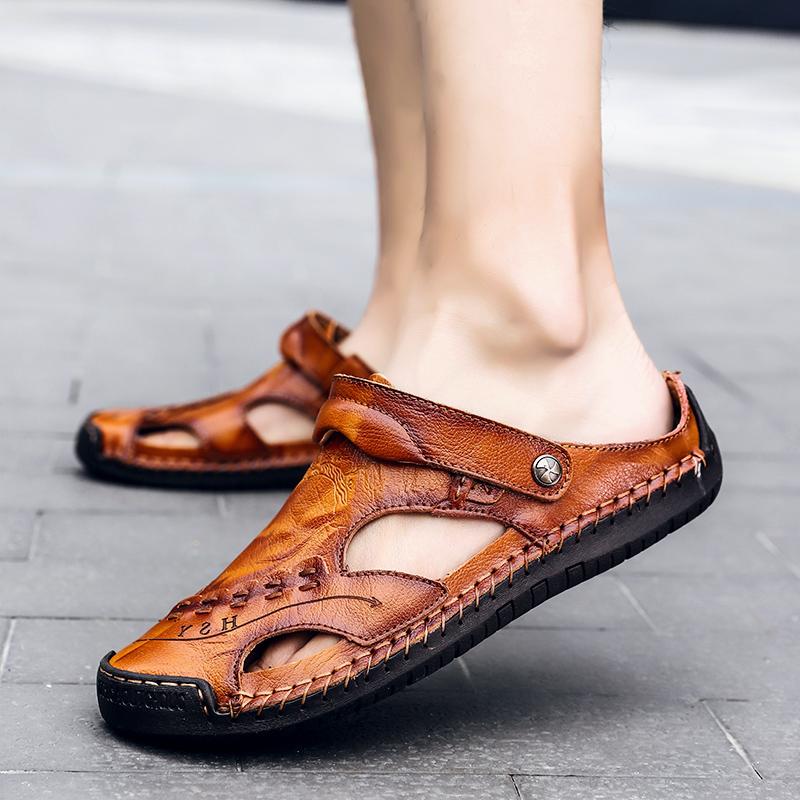 Handmade Men's Breathable Casual Sandals with Rubber Outsole
