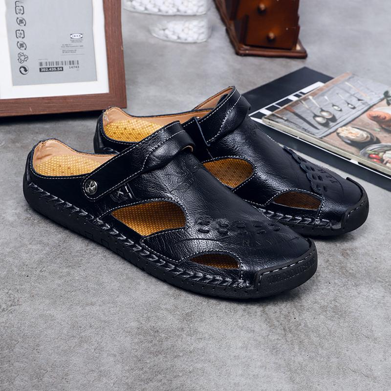 Handmade Men's Breathable Casual Sandals with Rubber Outsole