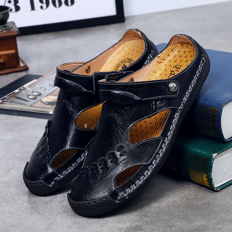 Handmade Men's Breathable Casual Sandals with Rubber Outsole