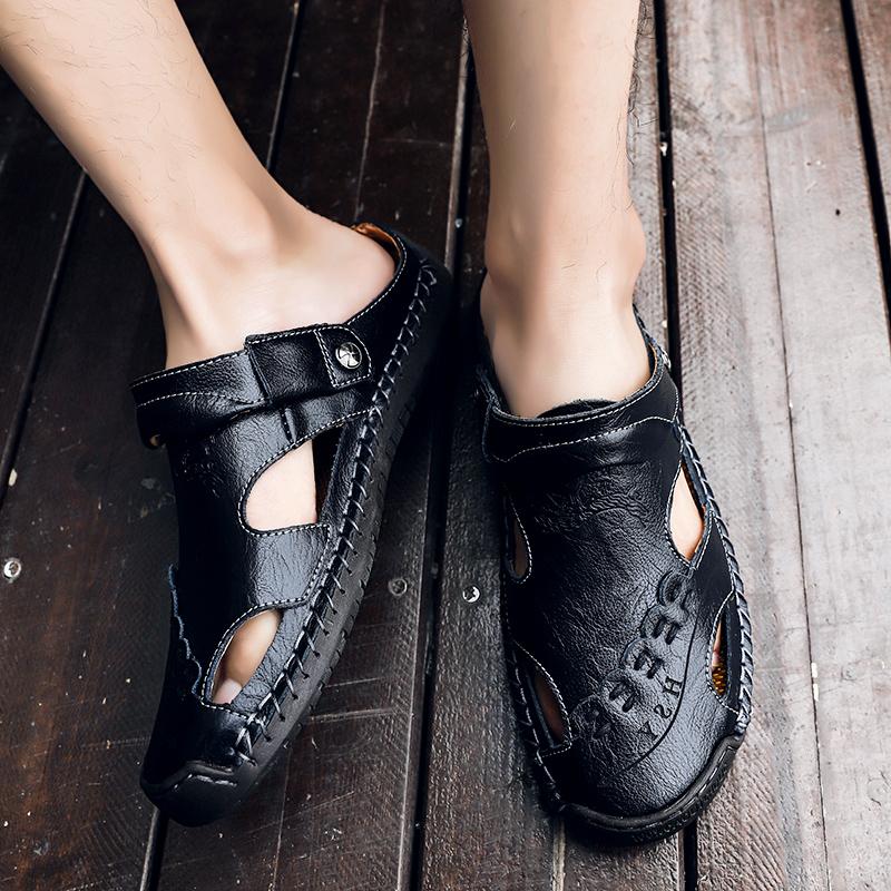 Handmade Men's Breathable Casual Sandals with Rubber Outsole