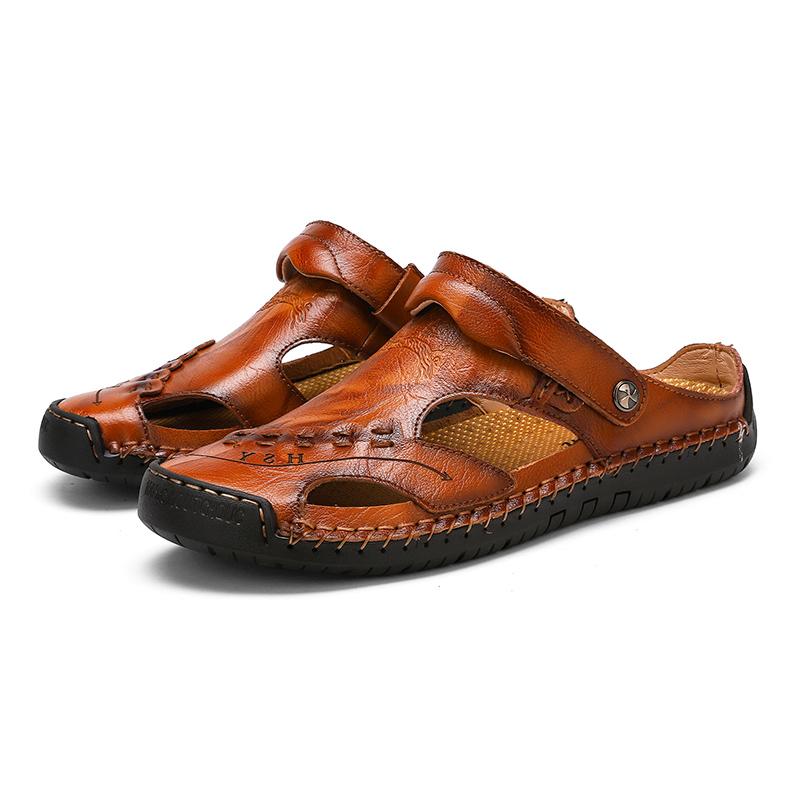 Handmade Men's Breathable Casual Sandals with Rubber Outsole