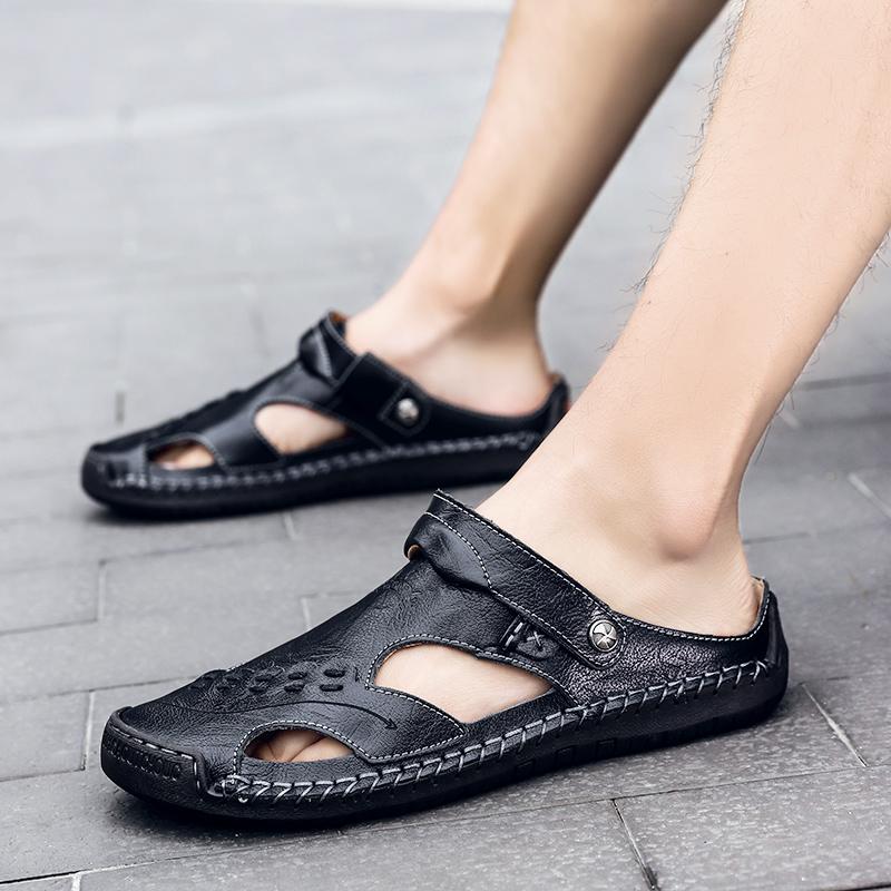 Handmade Men's Breathable Casual Sandals with Rubber Outsole