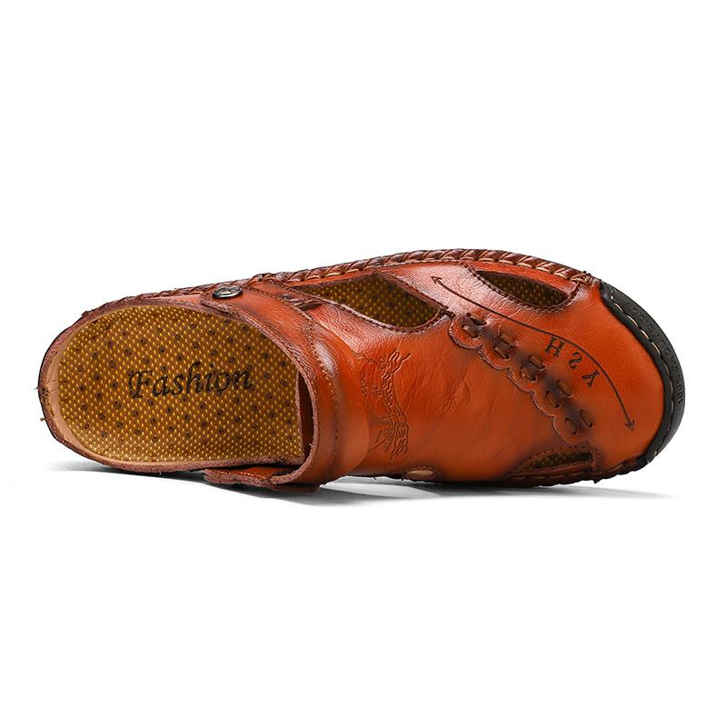 Handmade Men's Breathable Casual Sandals with Rubber Outsole