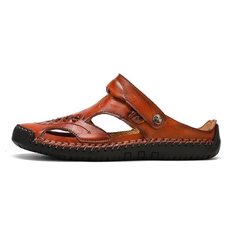Handmade Men's Breathable Casual Sandals with Rubber Outsole