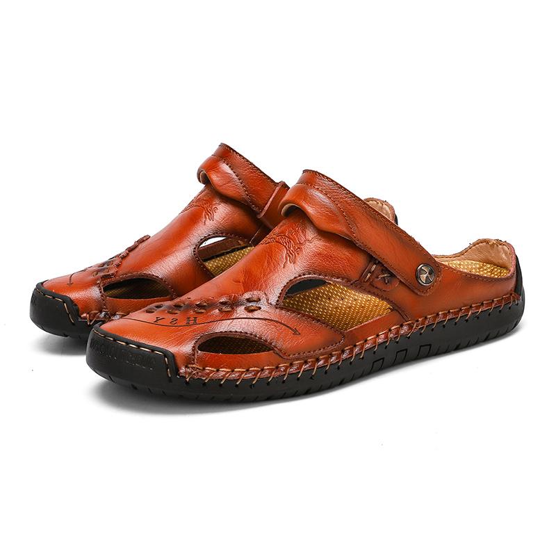 Handmade Men's Breathable Casual Sandals with Rubber Outsole