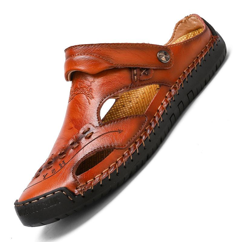 Handmade Men's Breathable Casual Sandals with Rubber Outsole