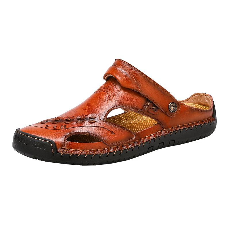Handmade Men's Breathable Casual Sandals with Rubber Outsole