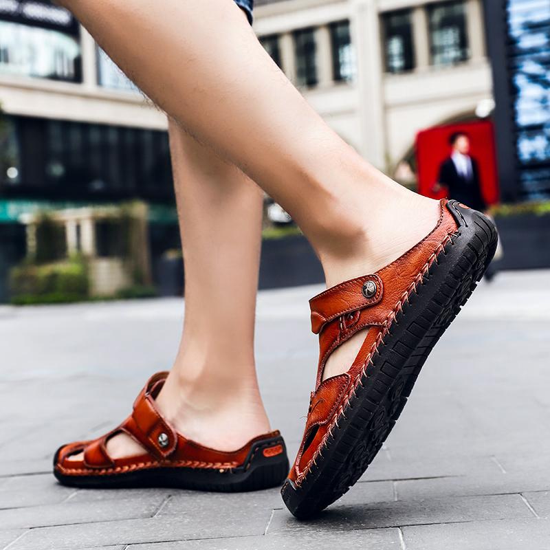 Handmade Men's Breathable Casual Sandals with Rubber Outsole