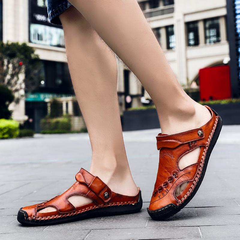 Handmade Men's Breathable Casual Sandals with Rubber Outsole