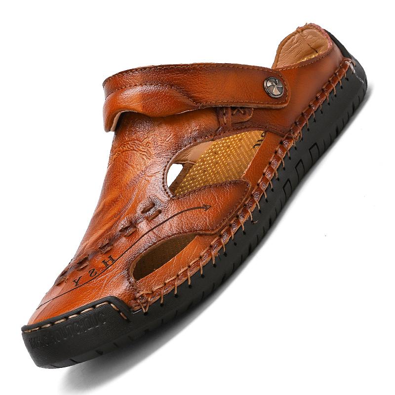 Handmade Men's Breathable Casual Sandals with Rubber Outsole