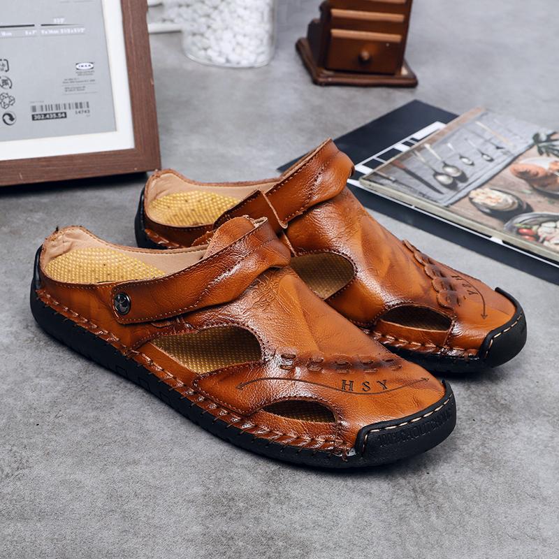Handmade Men's Breathable Casual Sandals with Rubber Outsole