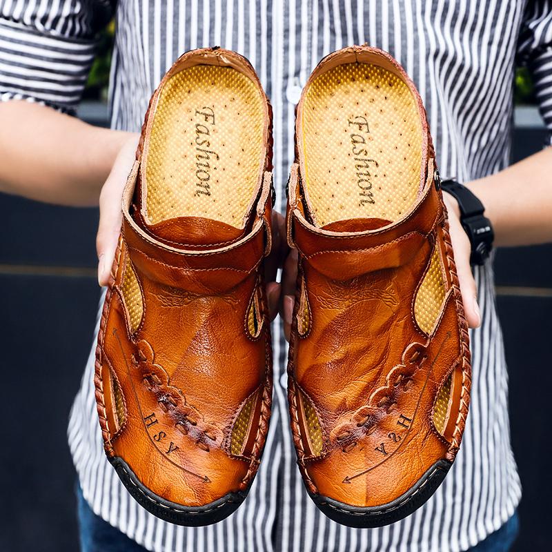 Handmade Men's Breathable Casual Sandals with Rubber Outsole