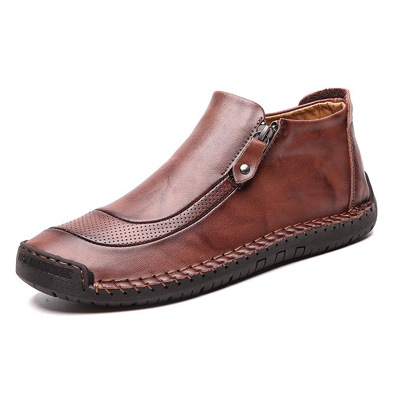 Handcrafted Men's Casual Ankle Boots with Round Toe Design