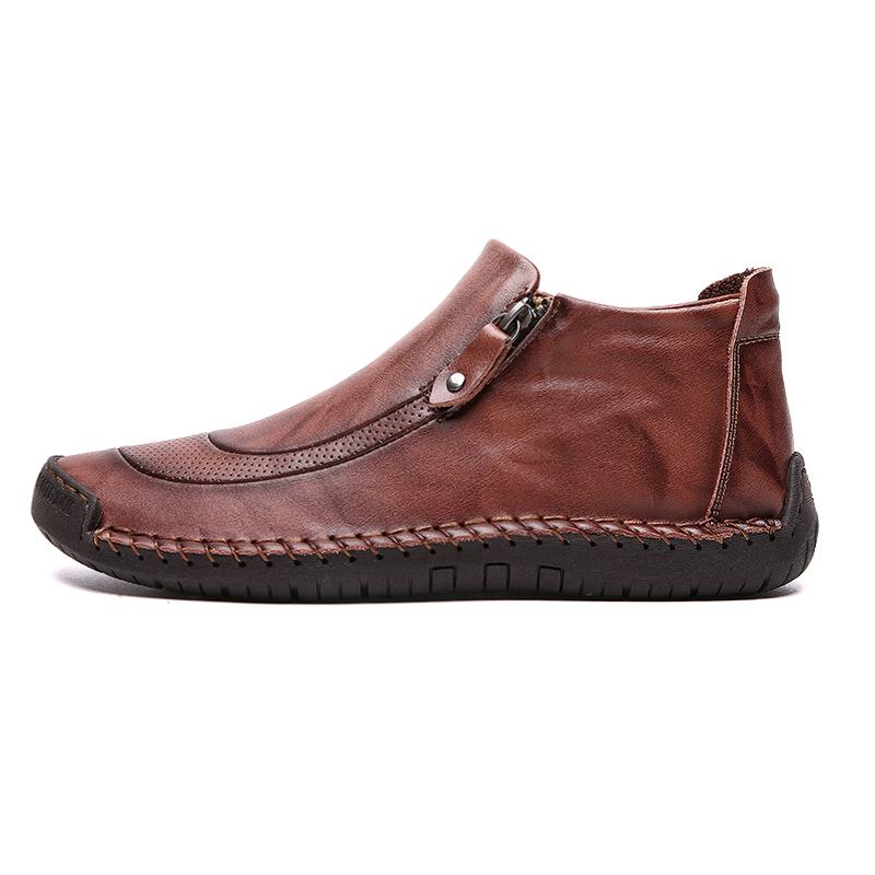 Handcrafted Men's Casual Ankle Boots with Round Toe Design