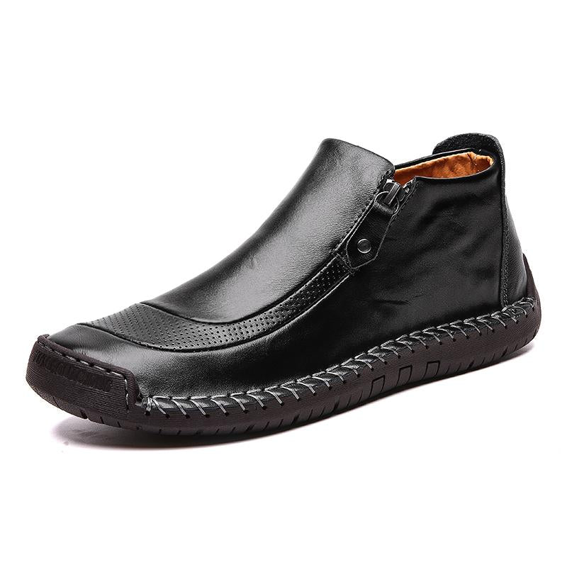Handcrafted Men's Casual Ankle Boots with Round Toe Design