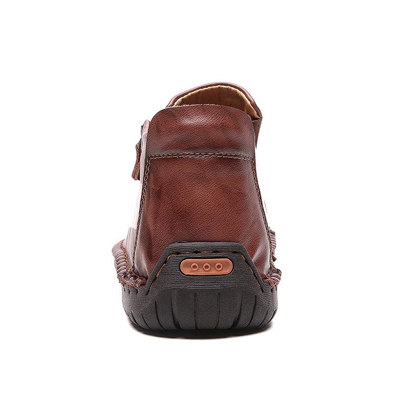 Handcrafted Men's Casual Ankle Boots with Round Toe Design