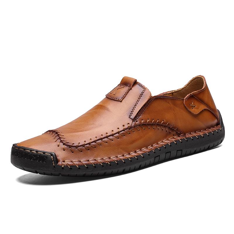 Men's Hand-Stitched Casual Shoes with Soft Rubber Sole