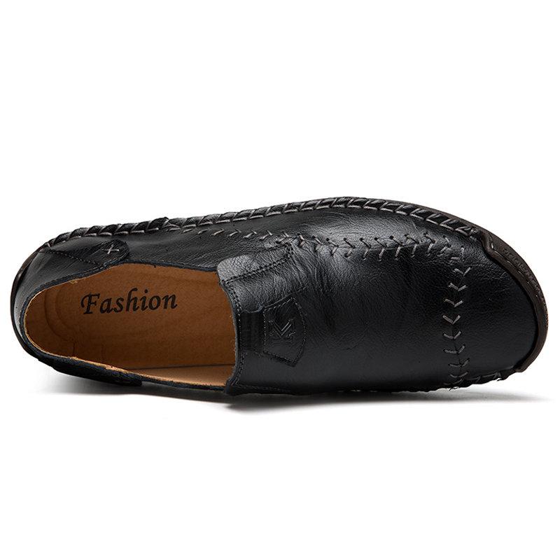 Men's Hand-Stitched Casual Shoes with Soft Rubber Sole