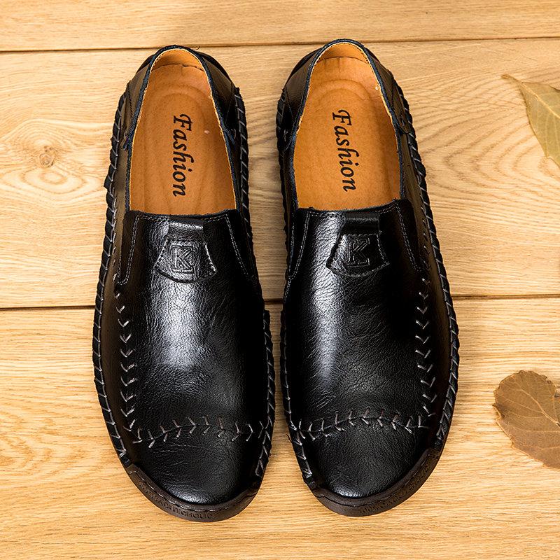Men's Hand-Stitched Casual Shoes with Soft Rubber Sole