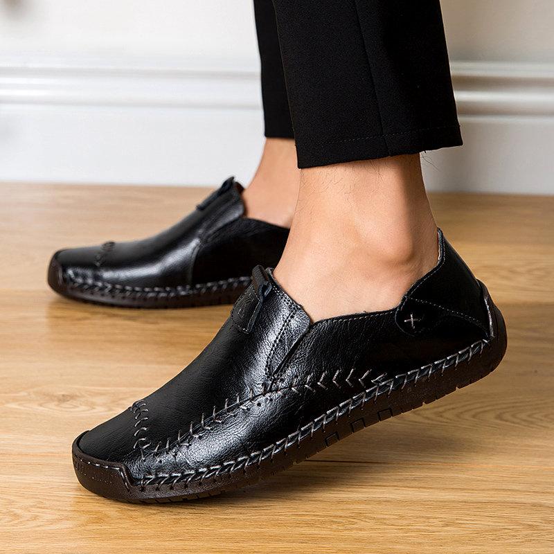 Men's Hand-Stitched Casual Shoes with Soft Rubber Sole