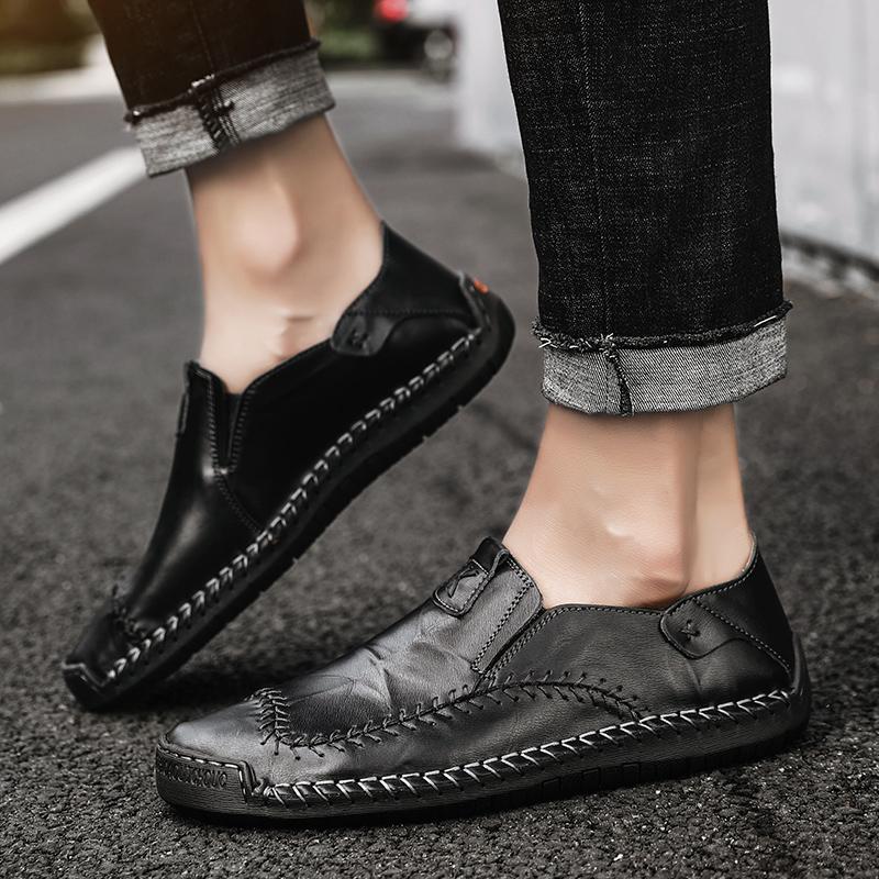 Men's Hand-Stitched Casual Shoes with Soft Rubber Sole