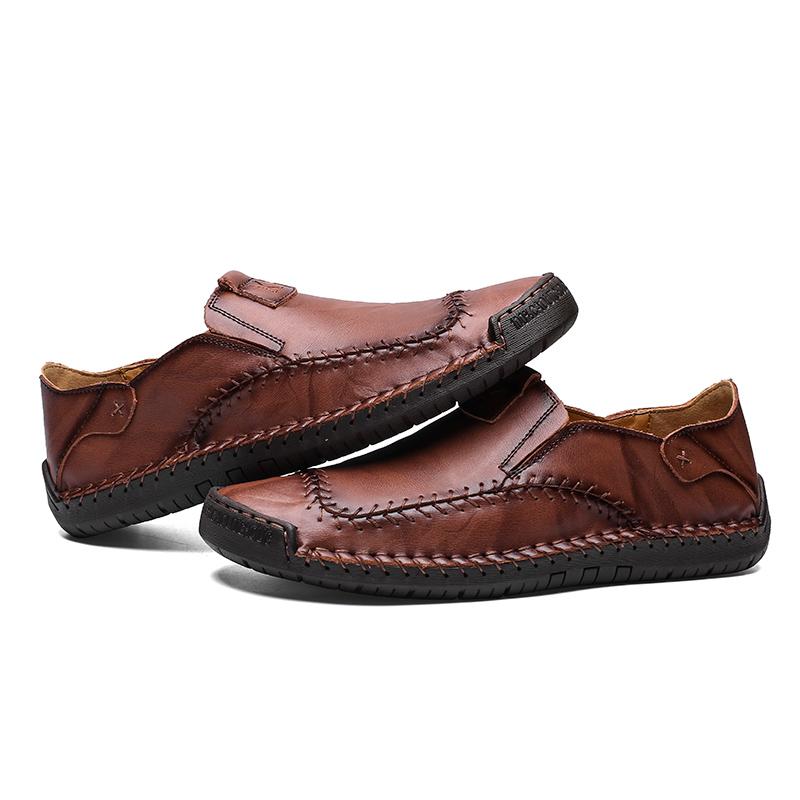 Men's Hand-Stitched Casual Shoes with Soft Rubber Sole