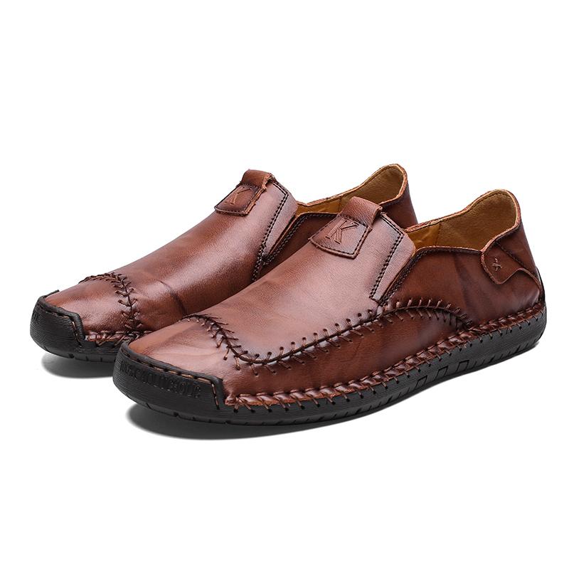 Men's Hand-Stitched Casual Shoes with Soft Rubber Sole