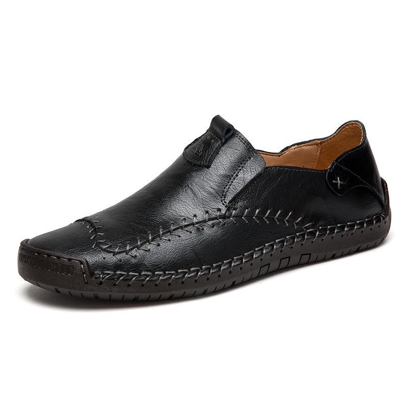 Men's Hand-Stitched Casual Shoes with Soft Rubber Sole