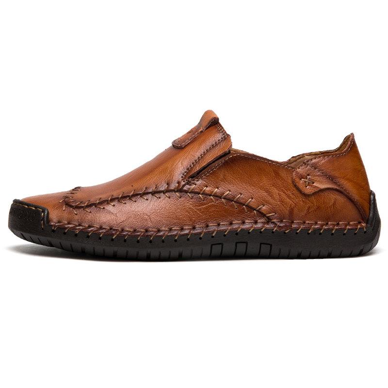 Men's Hand-Stitched Casual Shoes with Soft Rubber Sole