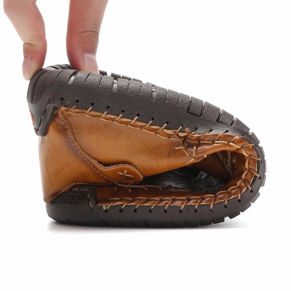 Men's Hand-Stitched Casual Shoes with Soft Rubber Sole