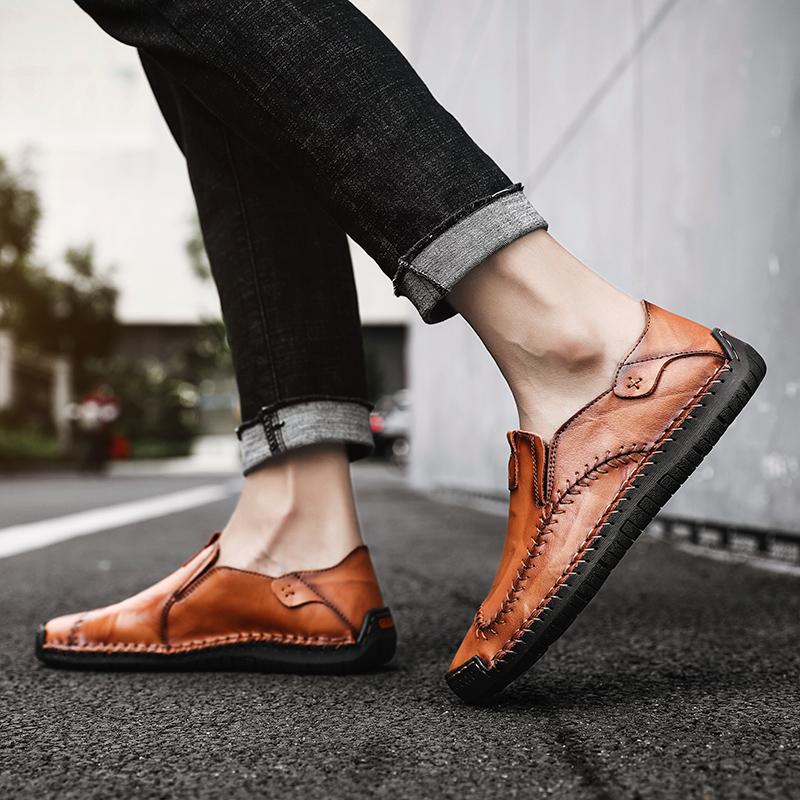 Men's Hand-Stitched Casual Shoes with Soft Rubber Sole