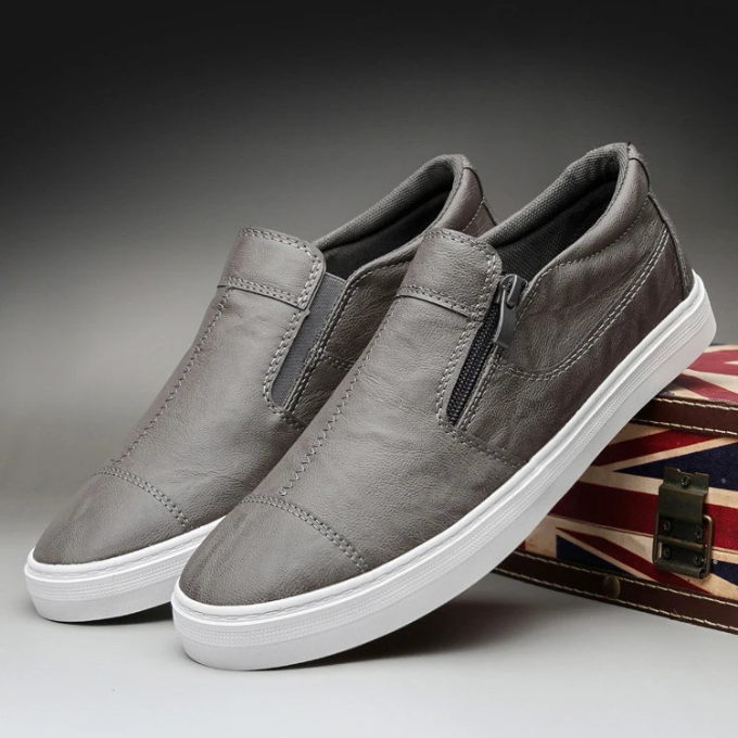 Men's Zipper Closure Casual Sneakers for All-Day Comfort