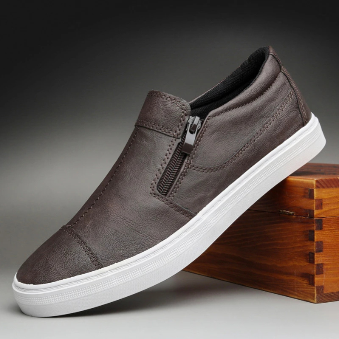 Men's Zipper Closure Casual Sneakers for All-Day Comfort