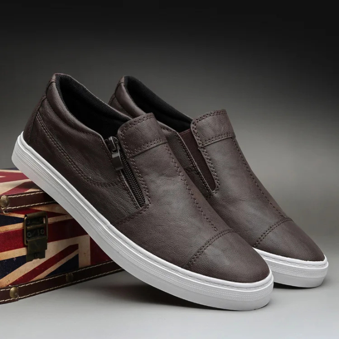 Men's Zipper Closure Casual Sneakers for All-Day Comfort