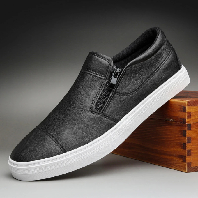 Men's Zipper Closure Casual Sneakers for All-Day Comfort