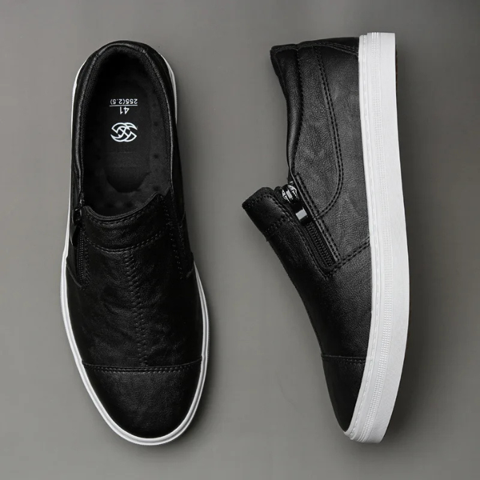 Men's Zipper Closure Casual Sneakers for All-Day Comfort