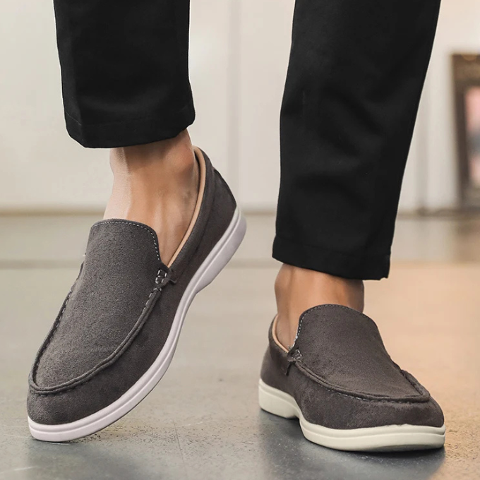 Men's Slip-On Casual Loafers with Soft Canvas Texture