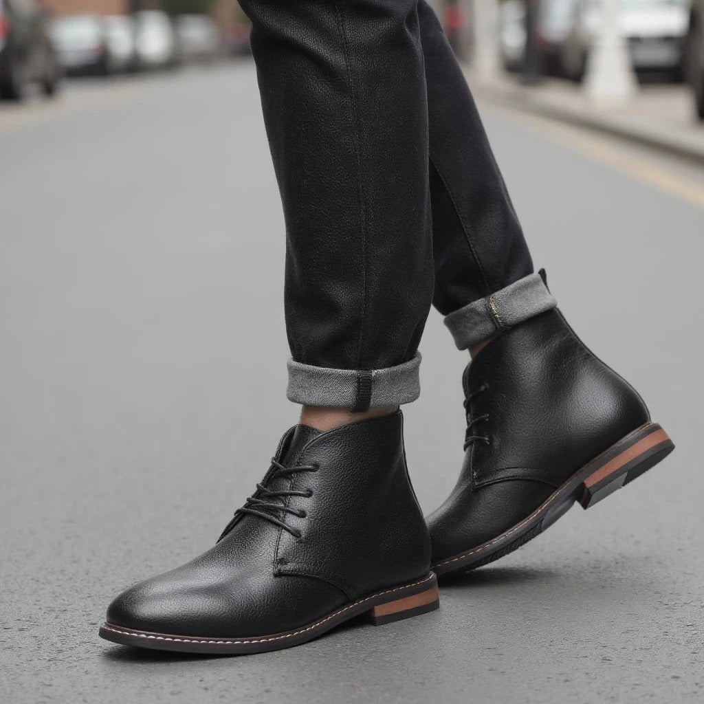 Men's Black Classic Chukka Boots with Cushioned Insole