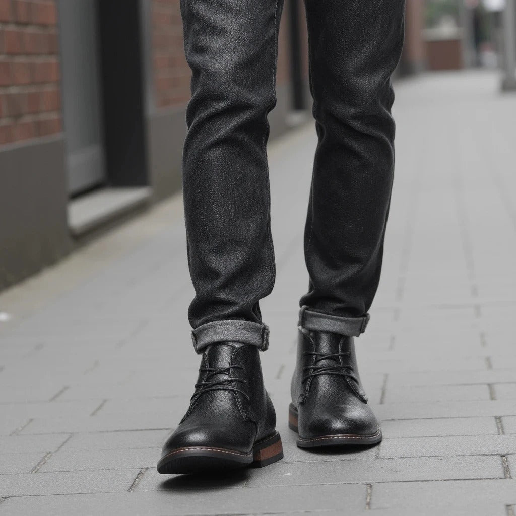 Men's Black Classic Chukka Boots with Cushioned Insole