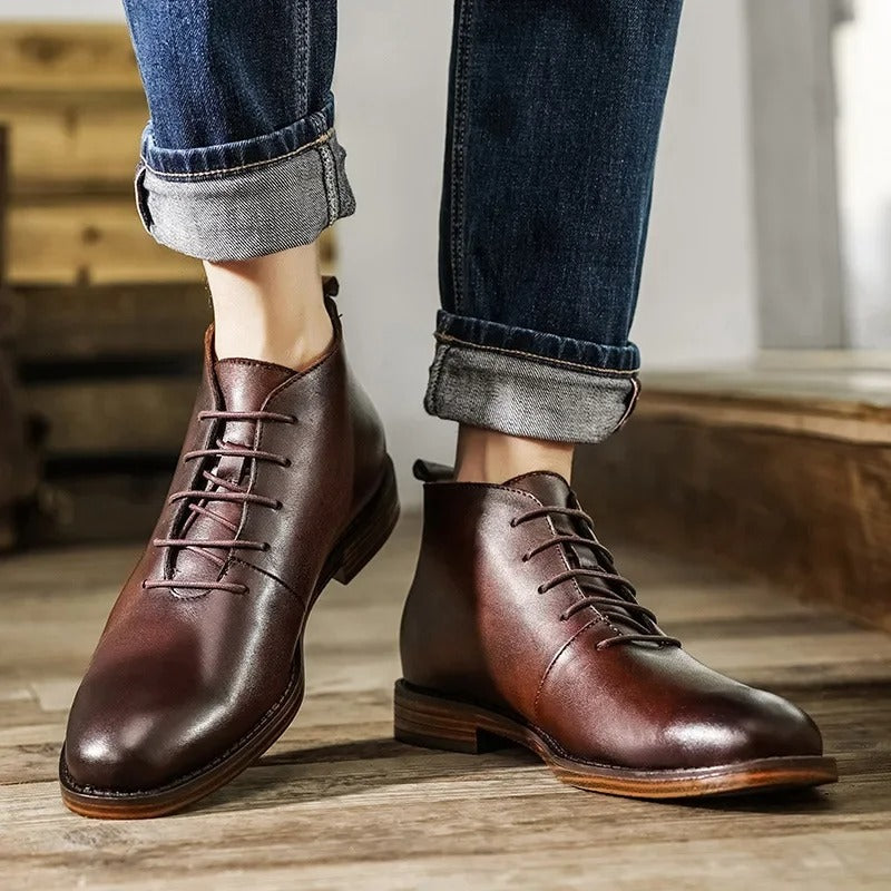 Men's Premium Full-Grain Dress Boots with Rubber Outsole