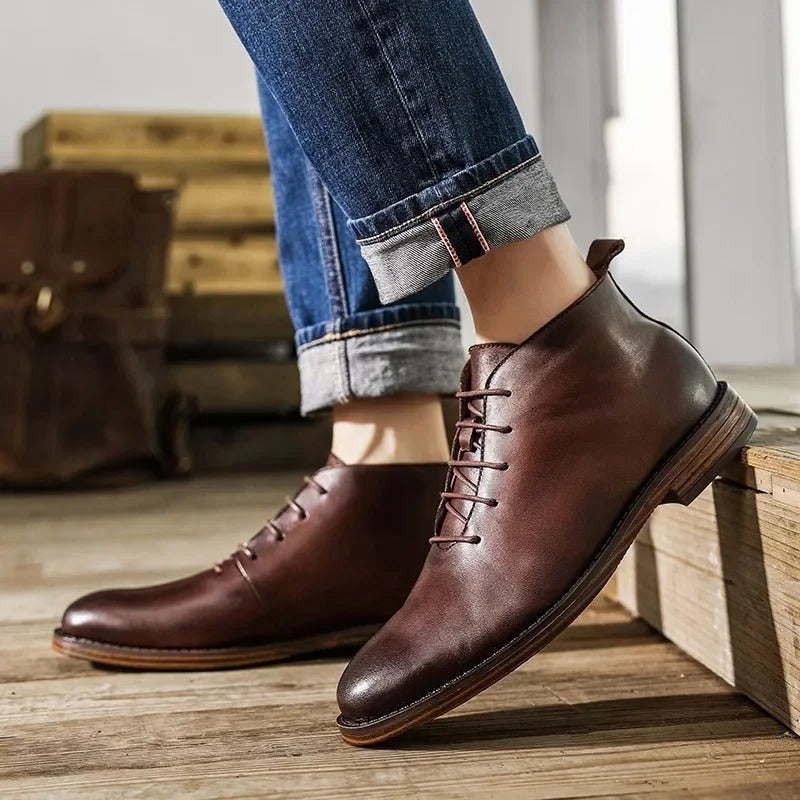 Men's Premium Full-Grain Dress Boots with Rubber Outsole