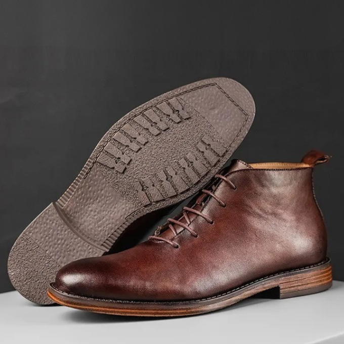 Men's Premium Full-Grain Dress Boots with Rubber Outsole