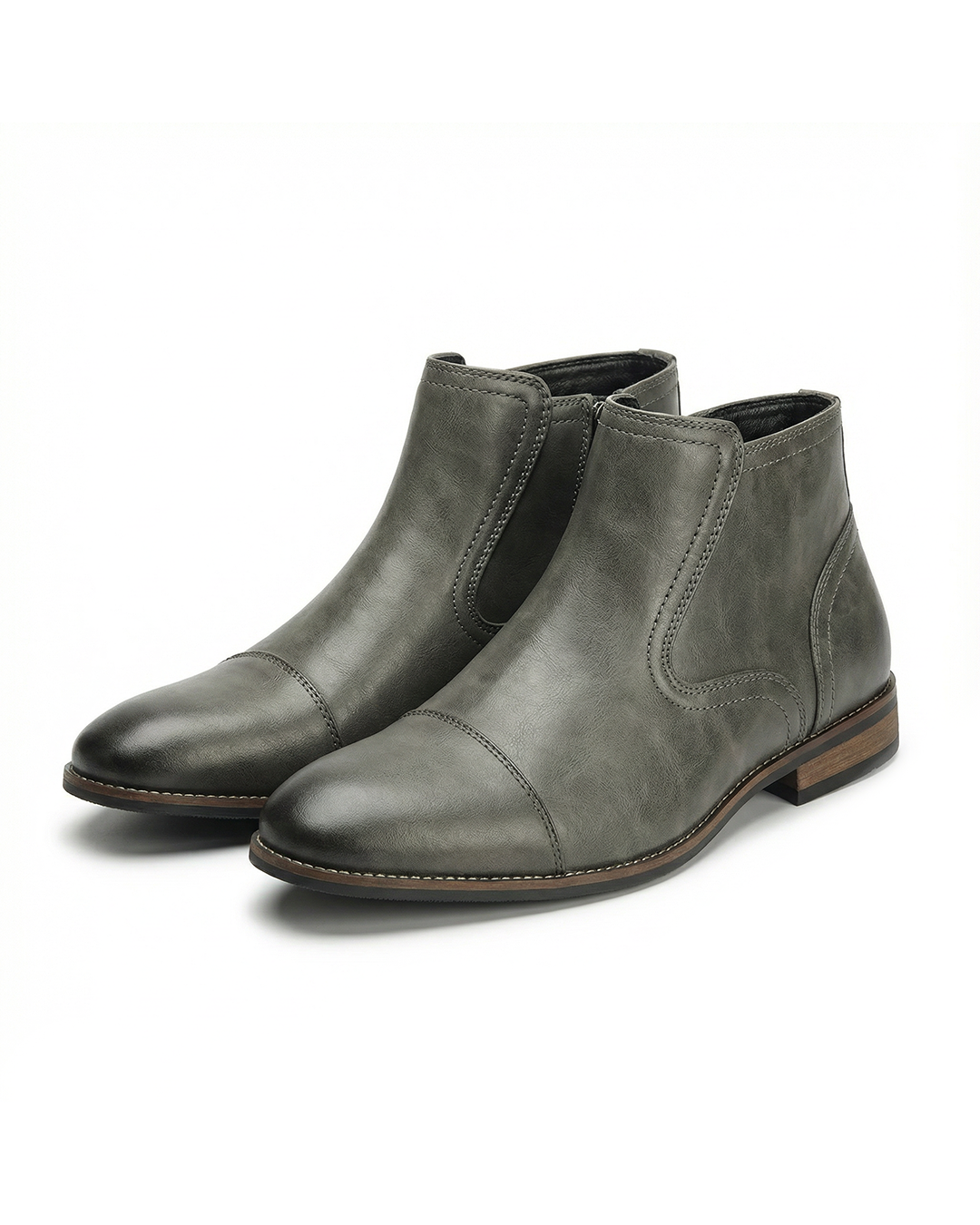 Men's Side-Zip Chelsea Boots in Olive Gray and Brown