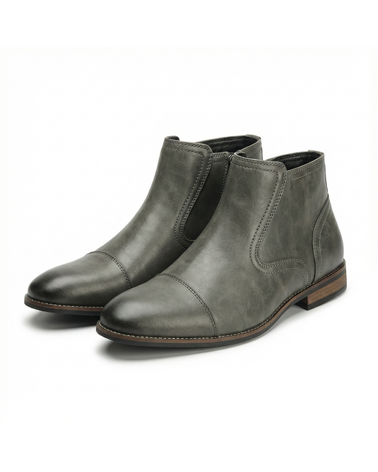 Men's Side-Zip Chelsea Boots in Olive Gray and Brown