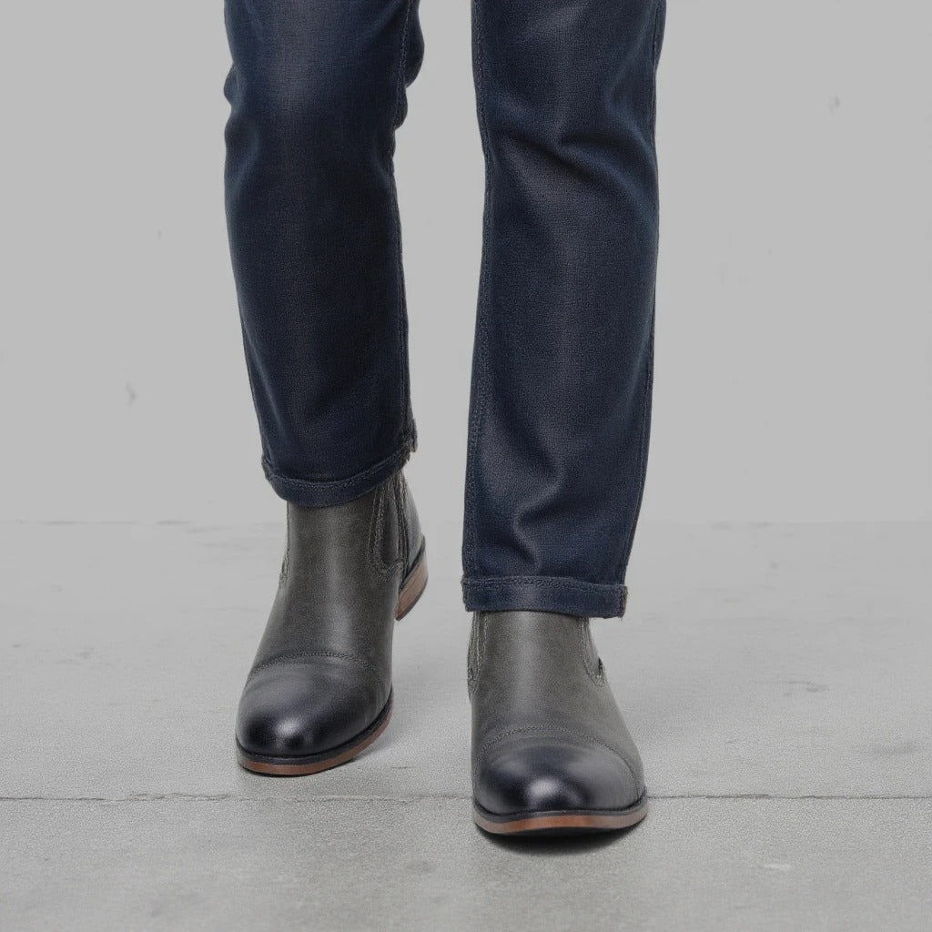 Men's Side-Zip Chelsea Boots in Olive Gray and Brown