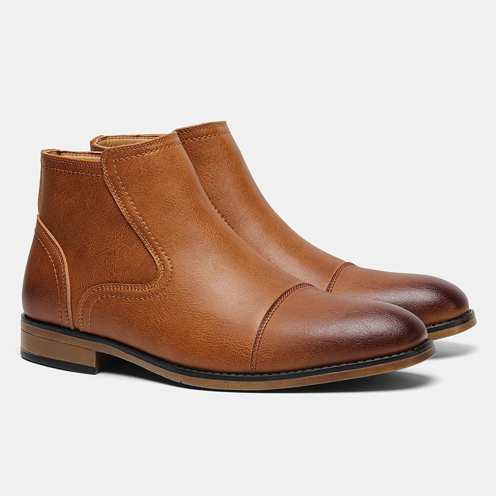 Men's Side-Zip Chelsea Boots in Olive Gray and Brown