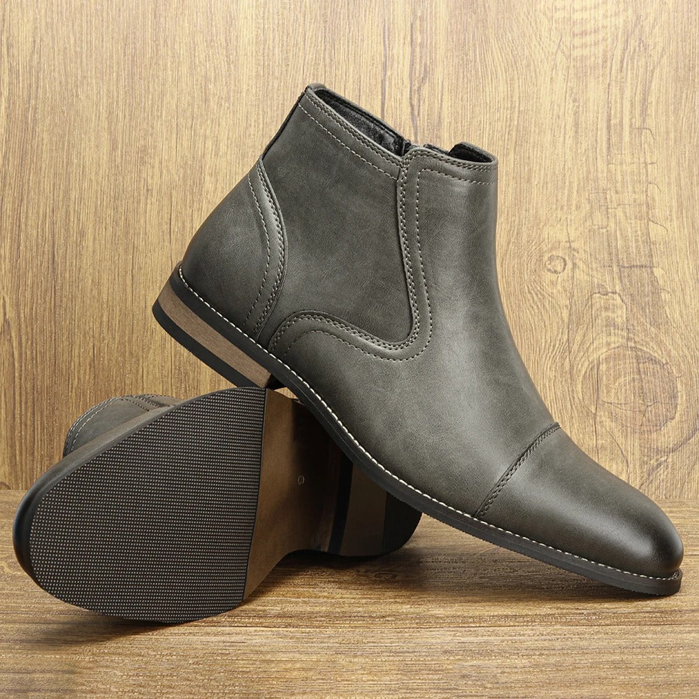 Men's Side-Zip Chelsea Boots in Olive Gray and Brown