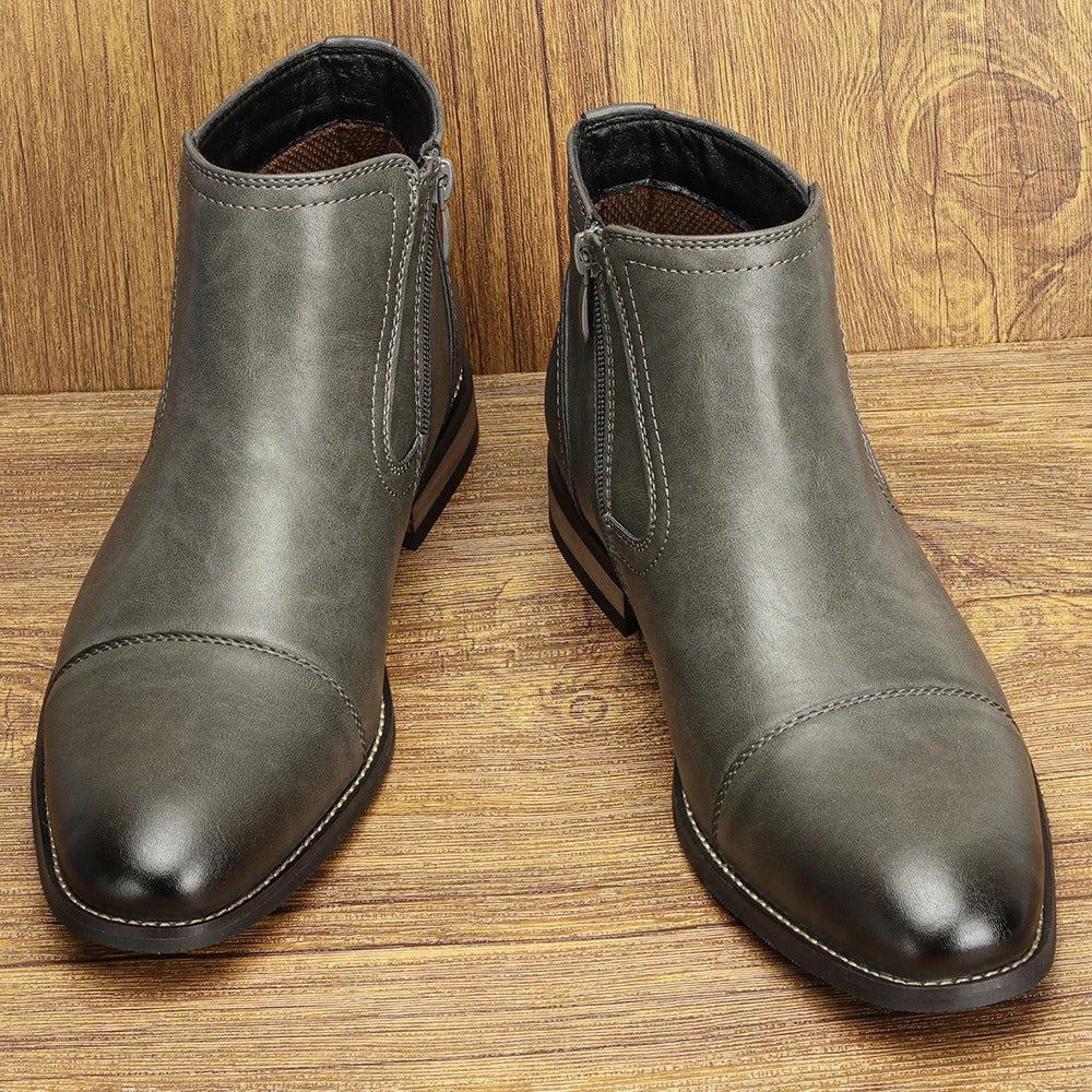 Men's Side-Zip Chelsea Boots in Olive Gray and Brown