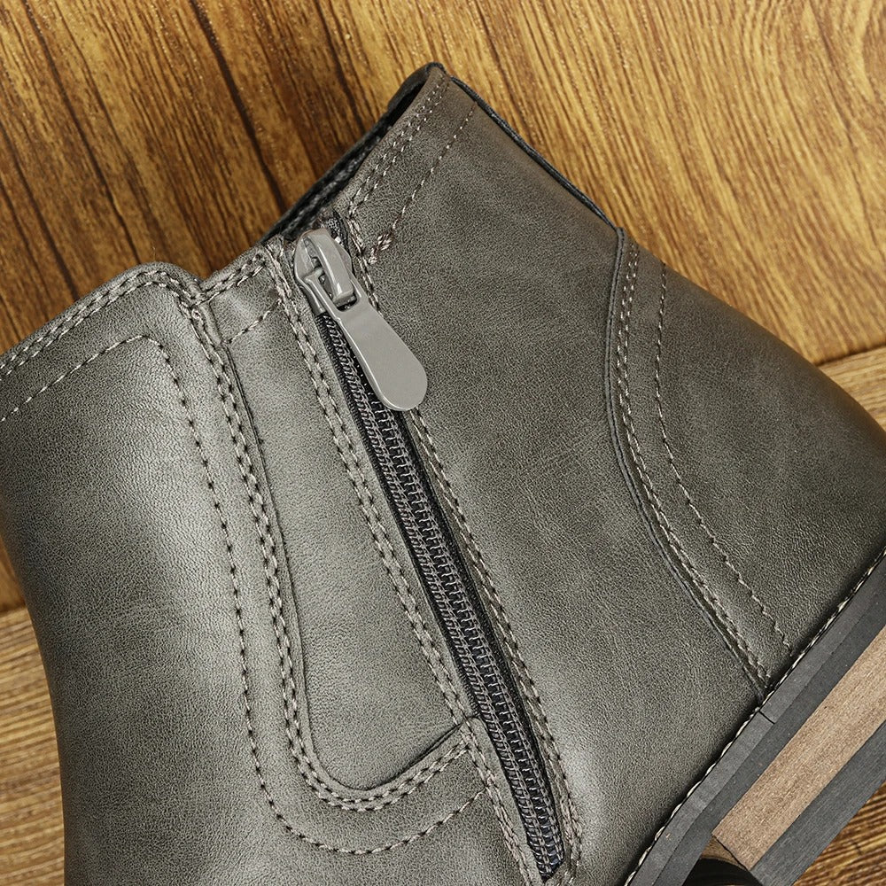 Men's Side-Zip Chelsea Boots in Olive Gray and Brown